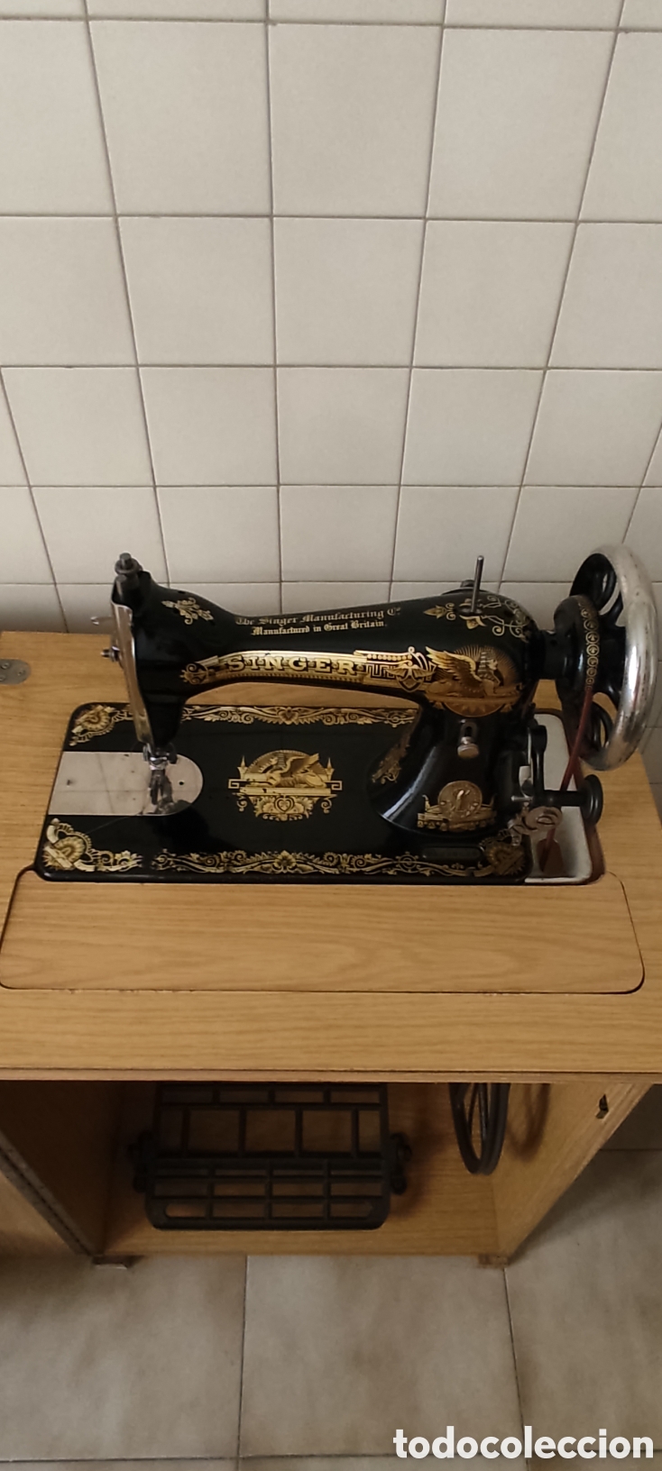 Antig&uuml;edades: M&aacute;quina coser antigua Singer. - Foto 2