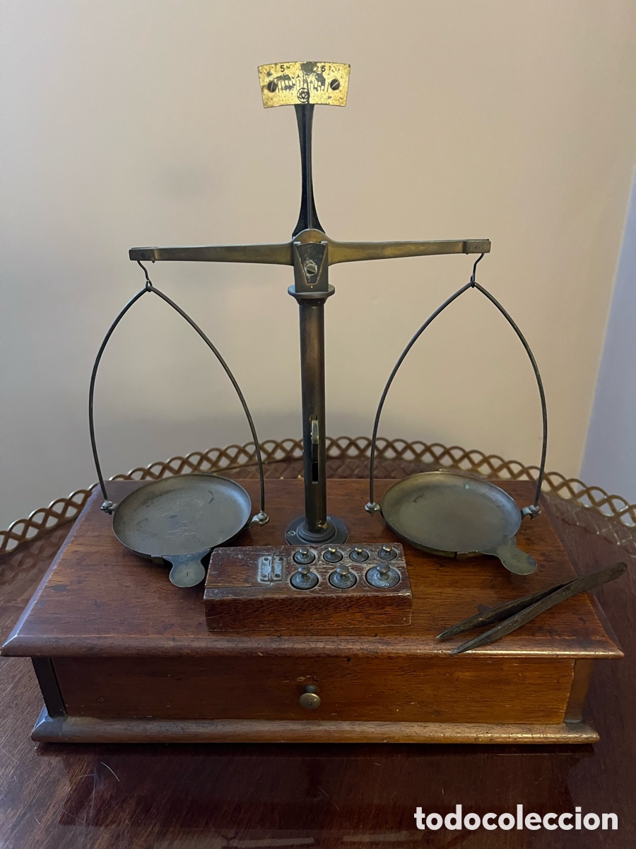 Antig&uuml;edades: Antigua balanza de precisi&oacute;n de joyer&iacute;a - Foto 4