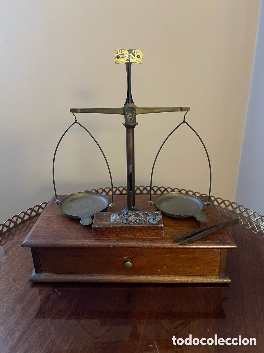 Antig&uuml;edades: Antigua balanza de precisi&oacute;n de joyer&iacute;a - Foto 5