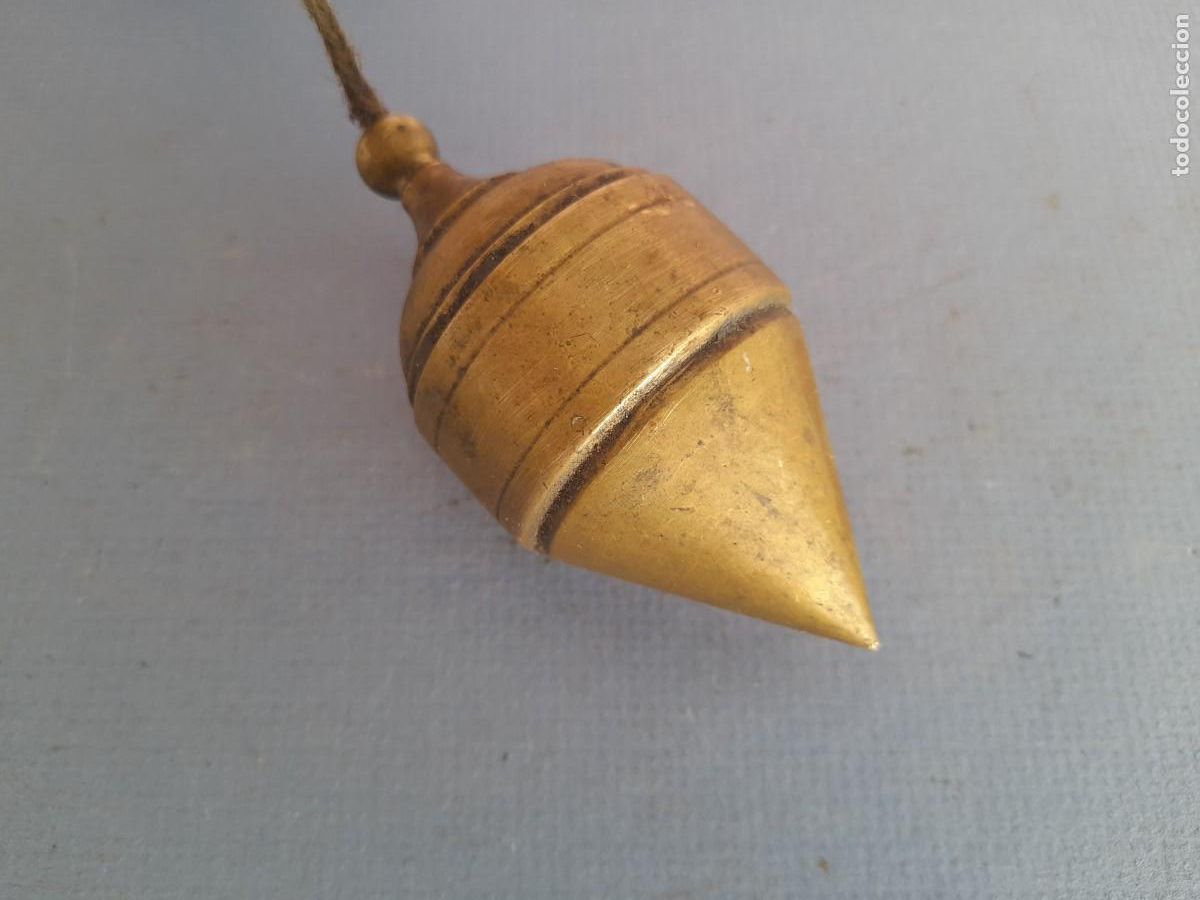 Antig&uuml;edades: plomada de laton , 146g, 10cm - Foto 2