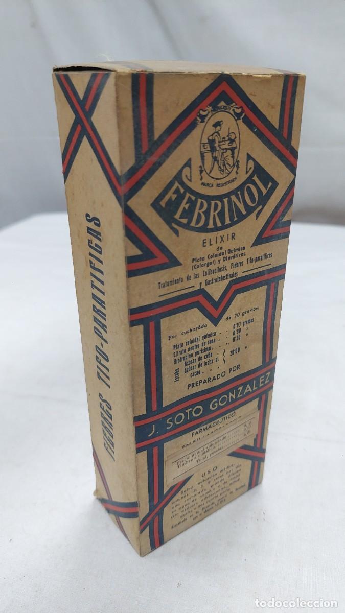 Antig&uuml;edades: Antiguo frasco medicamento elixir febrinol sobre 1930 - Foto 2