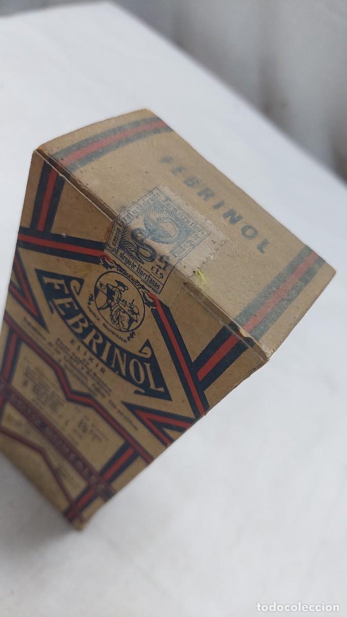 Antig&uuml;edades: Antiguo frasco medicamento elixir febrinol sobre 1930 - Foto 3