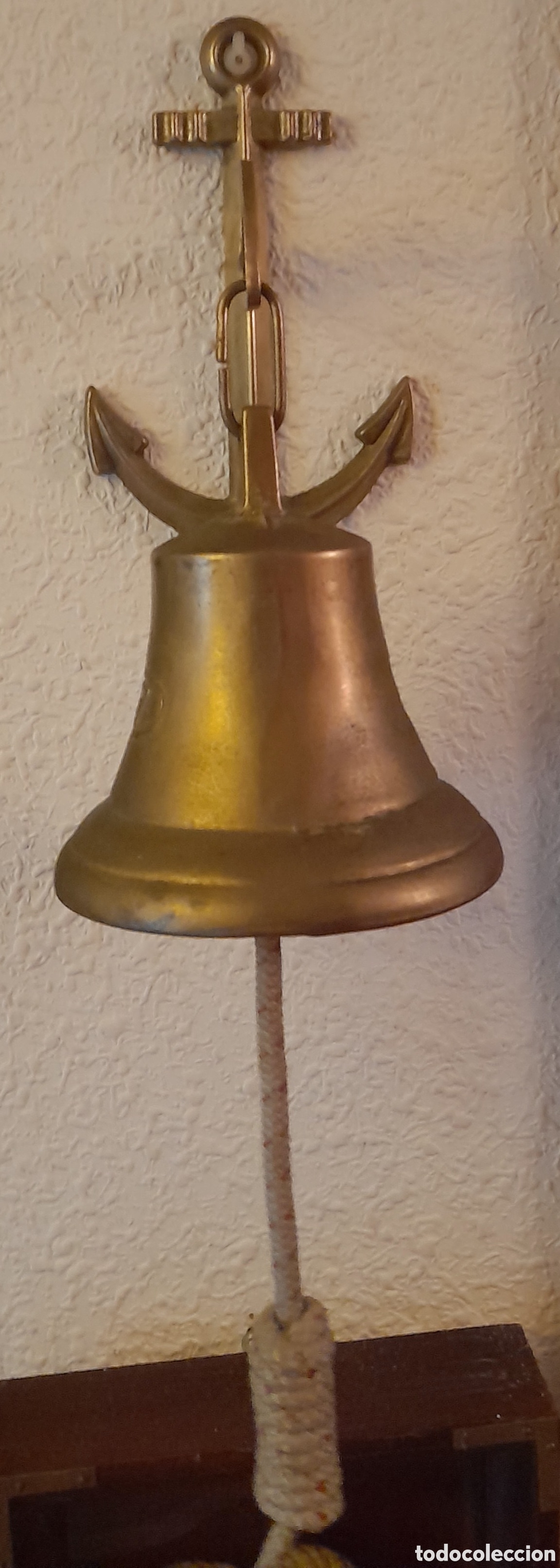 Antig&uuml;edades: Campana bronce con soporte ancla - Foto 4
