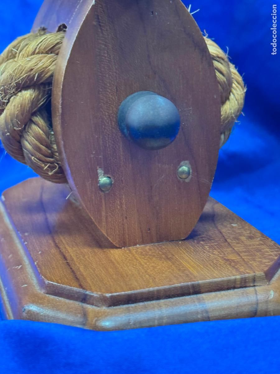 Antig&uuml;edades: Bar&oacute;metro tim&oacute;n de lat&oacute;n y madera - Foto 5