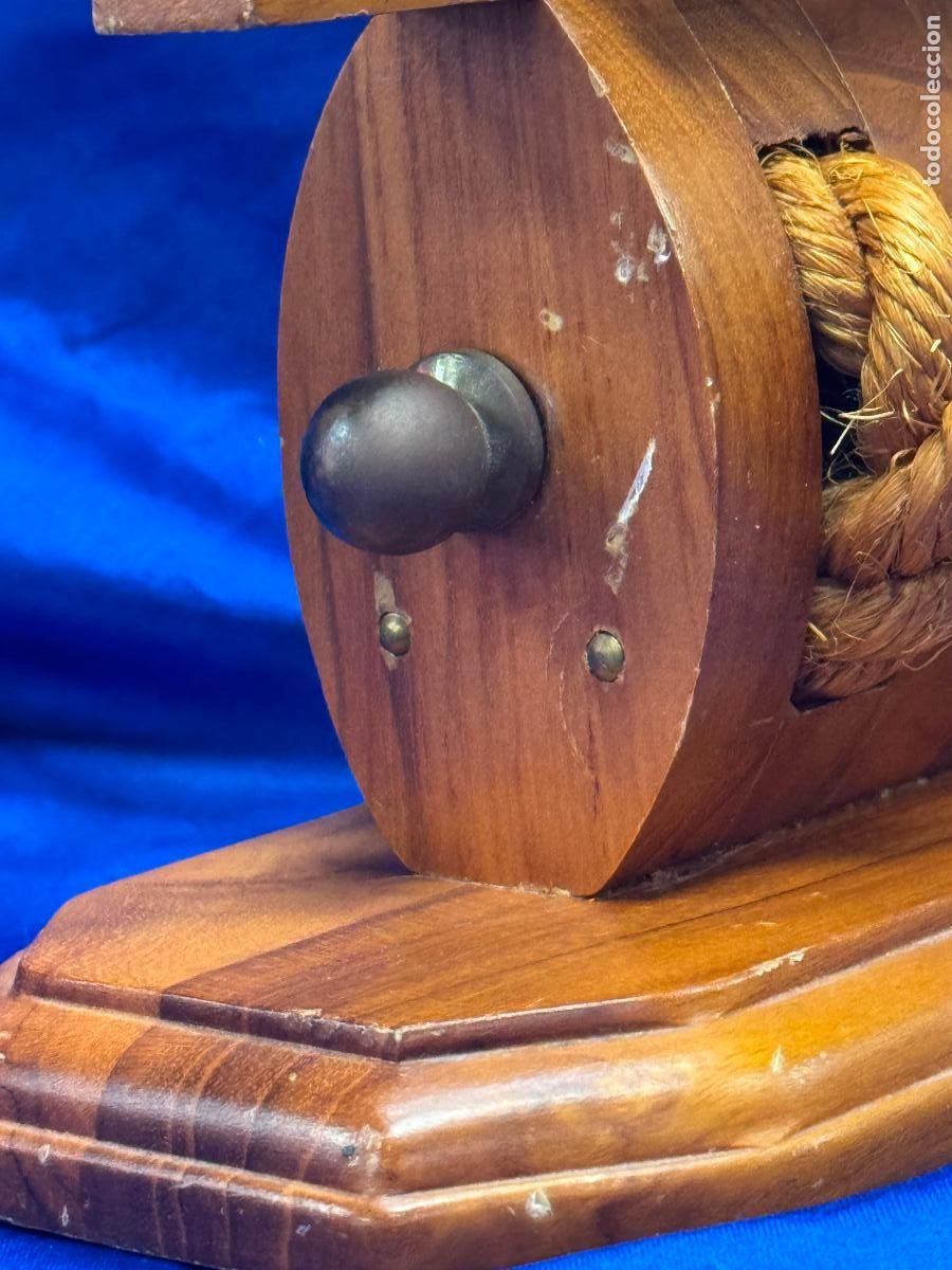 Antig&uuml;edades: Bar&oacute;metro tim&oacute;n de lat&oacute;n y madera - Foto 7