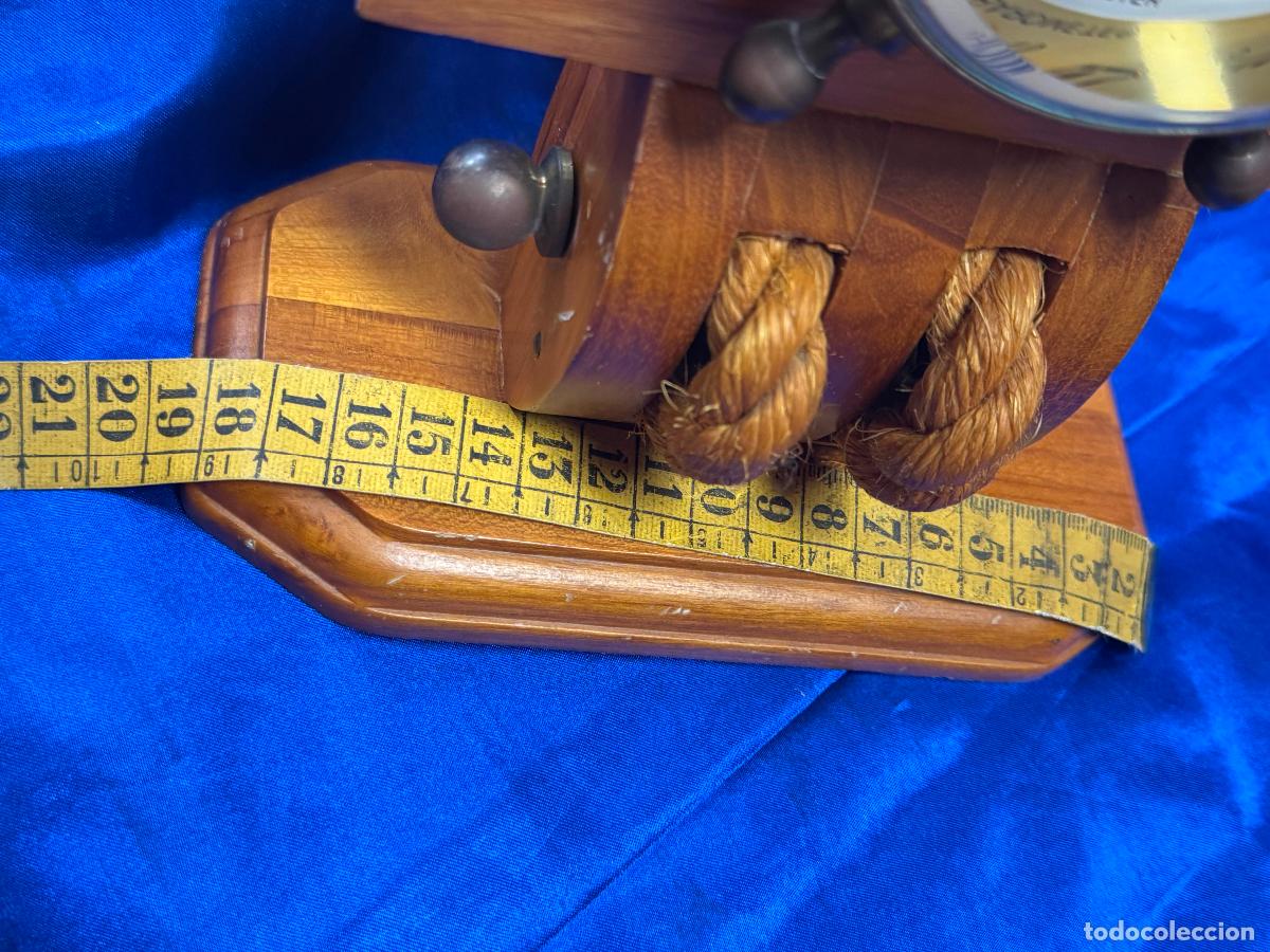 Antig&uuml;edades: Bar&oacute;metro tim&oacute;n de lat&oacute;n y madera - Foto 12
