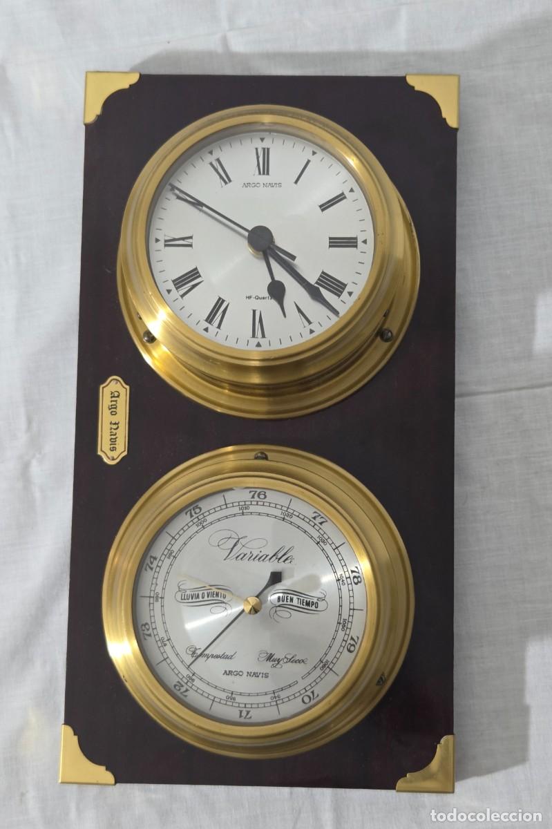 Antig&uuml;edades: Reloj Higrometro de pared, bronce y madera, funcionando - Foto 1