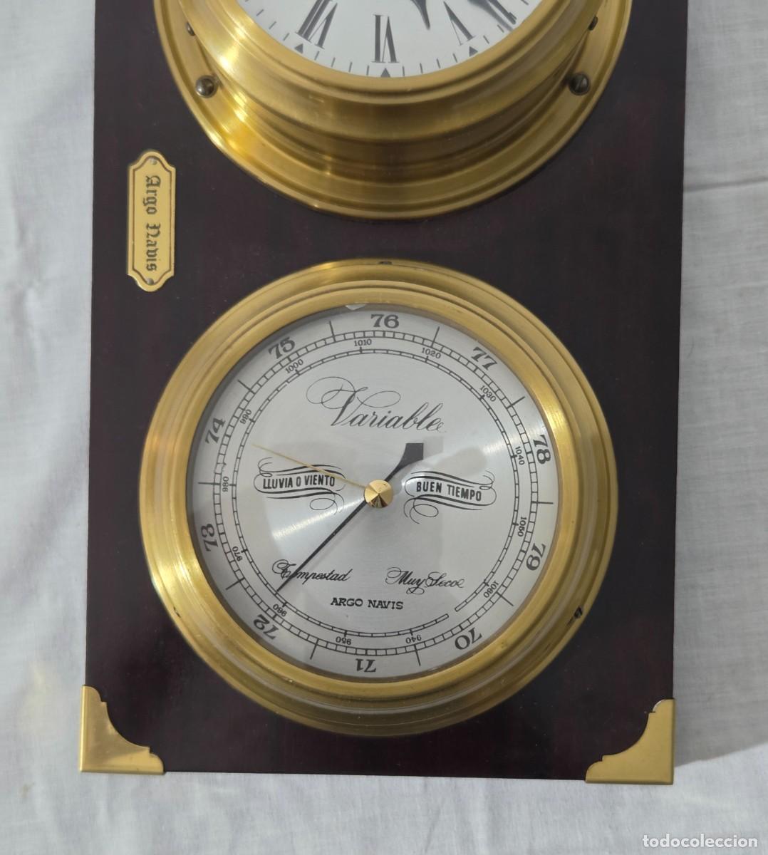 Antig&uuml;edades: Reloj Higrometro de pared, bronce y madera, funcionando - Foto 2