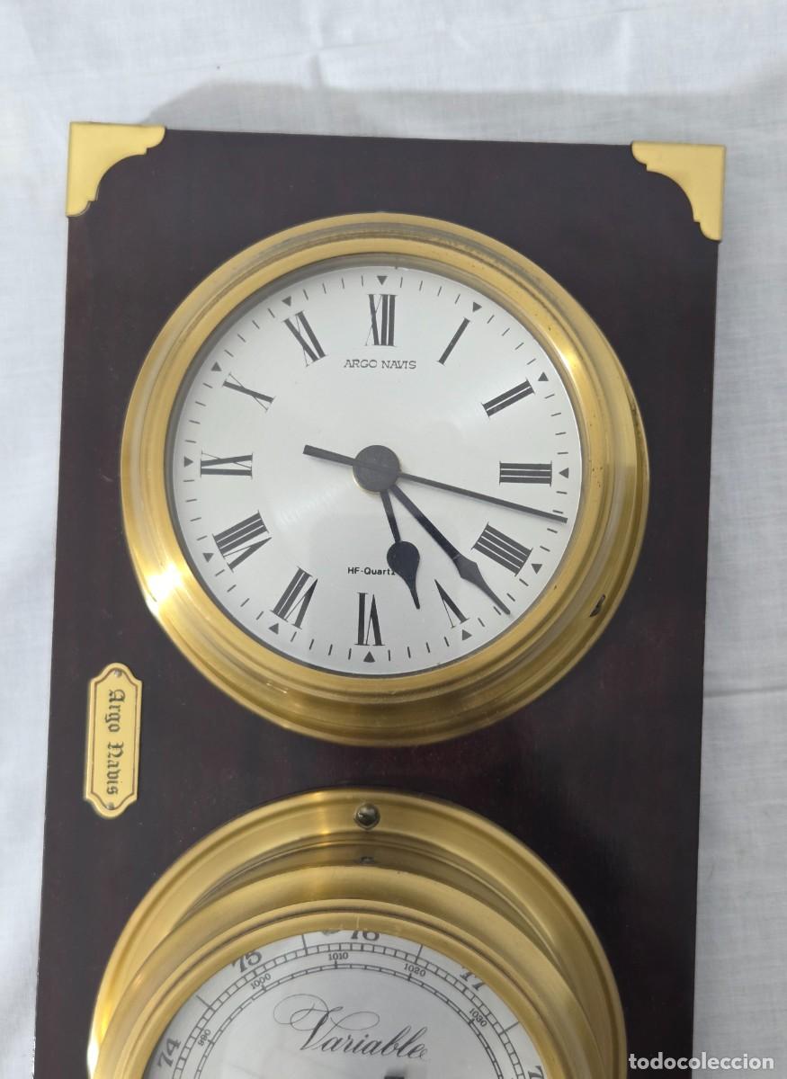 Antig&uuml;edades: Reloj Higrometro de pared, bronce y madera, funcionando - Foto 3