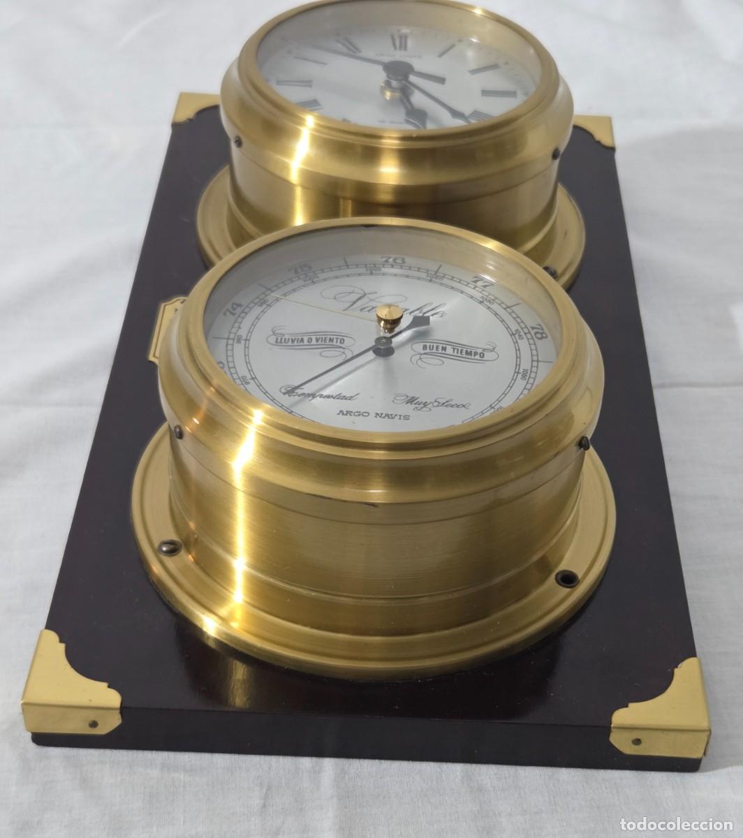 Antig&uuml;edades: Reloj Higrometro de pared, bronce y madera, funcionando - Foto 4
