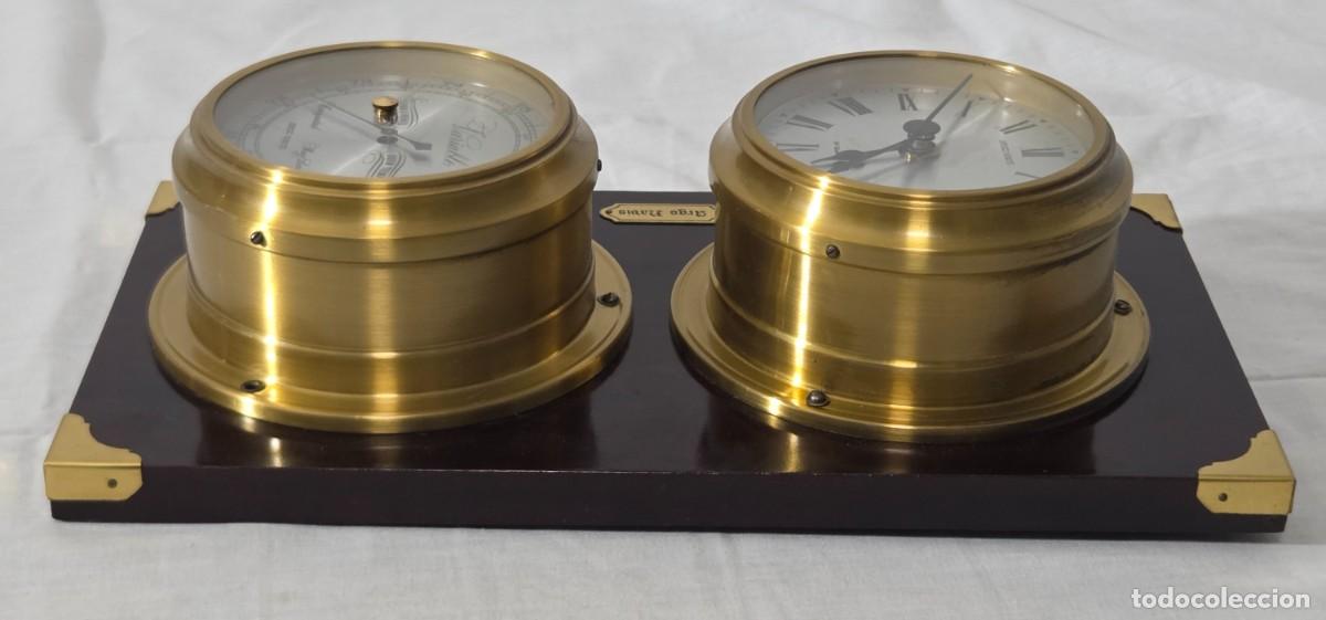 Antig&uuml;edades: Reloj Higrometro de pared, bronce y madera, funcionando - Foto 5