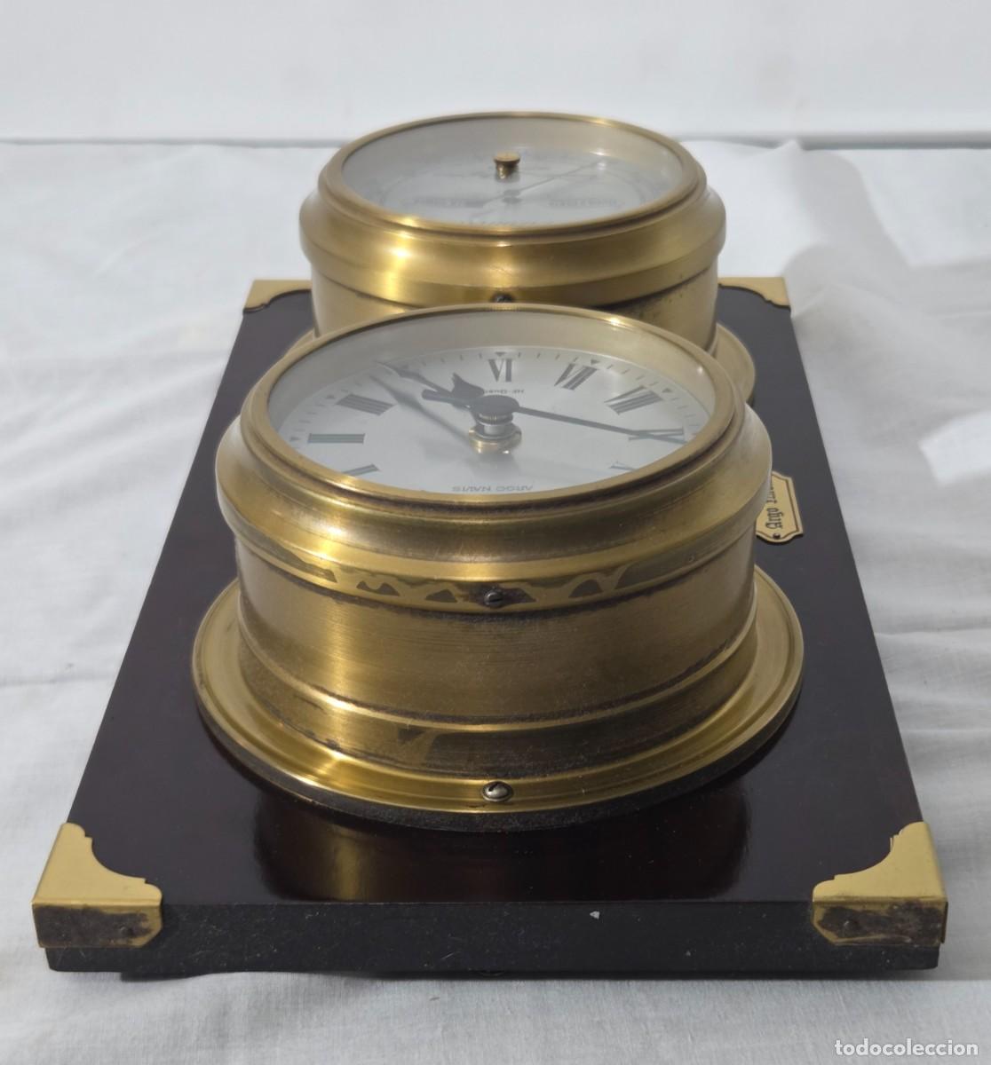 Antig&uuml;edades: Reloj Higrometro de pared, bronce y madera, funcionando - Foto 6