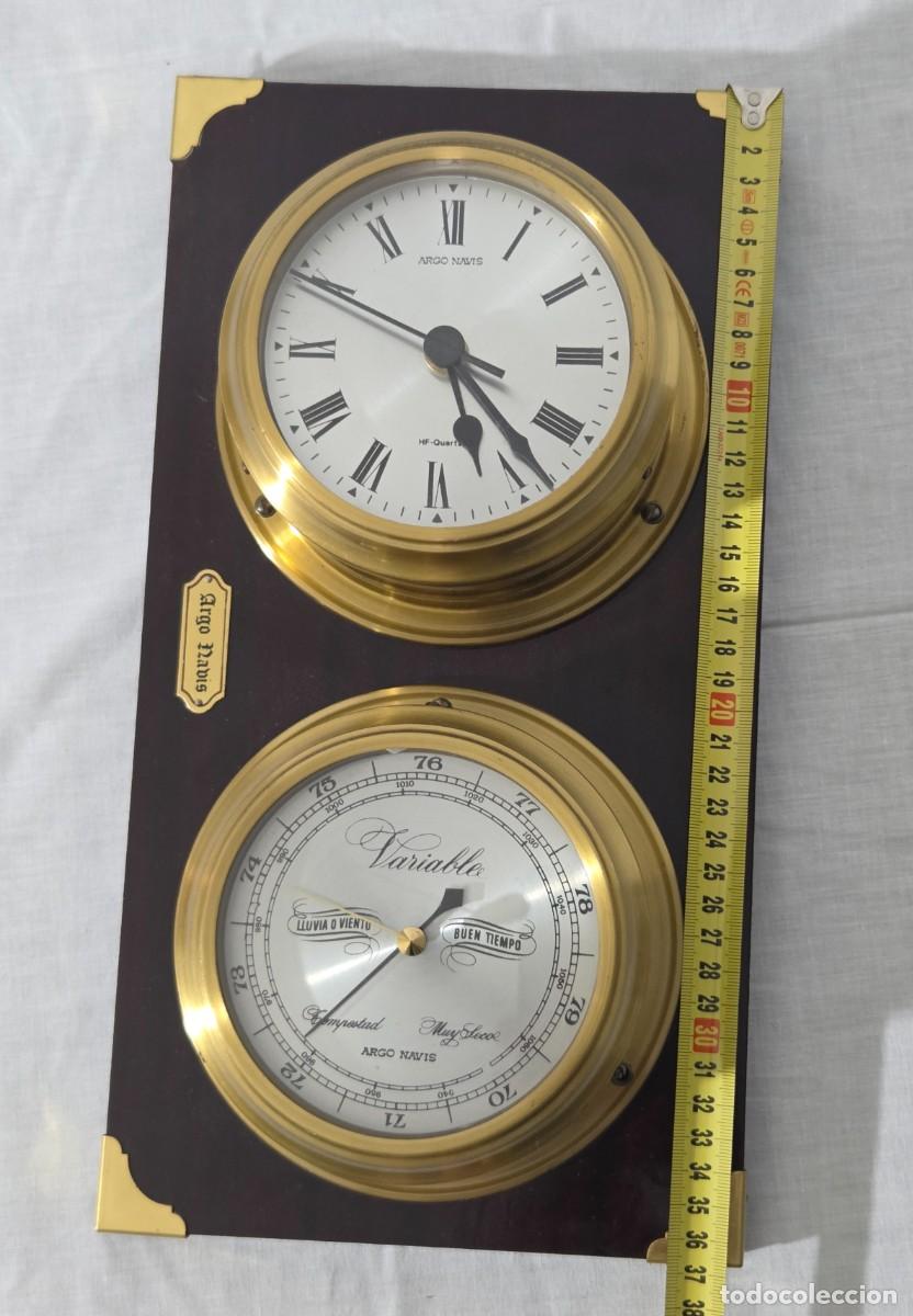 Antig&uuml;edades: Reloj Higrometro de pared, bronce y madera, funcionando - Foto 11