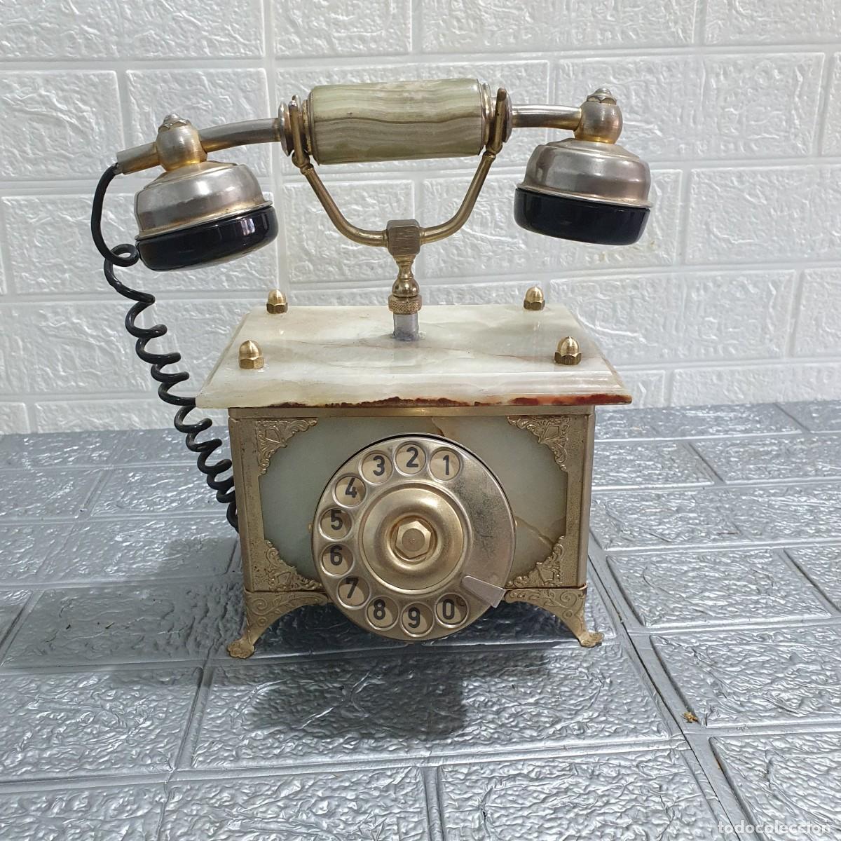Tel&eacute;fonos: Antiguo tel&eacute;fono de candelabro m&aacute;rmol de onix - Foto 1