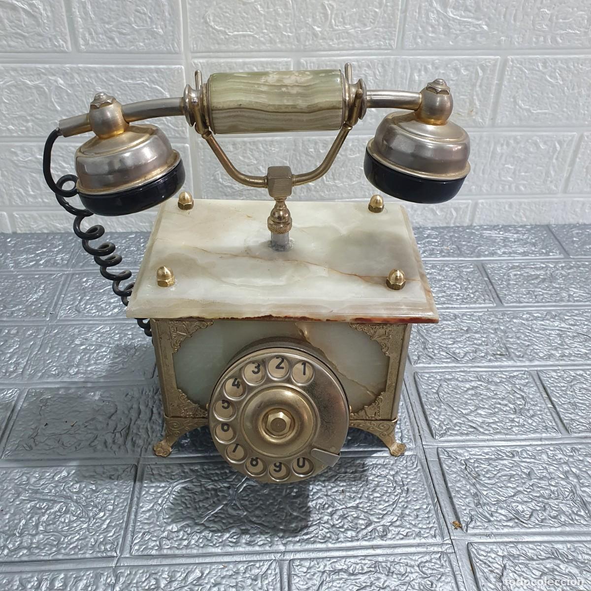Tel&eacute;fonos: Antiguo tel&eacute;fono de candelabro m&aacute;rmol de onix - Foto 2