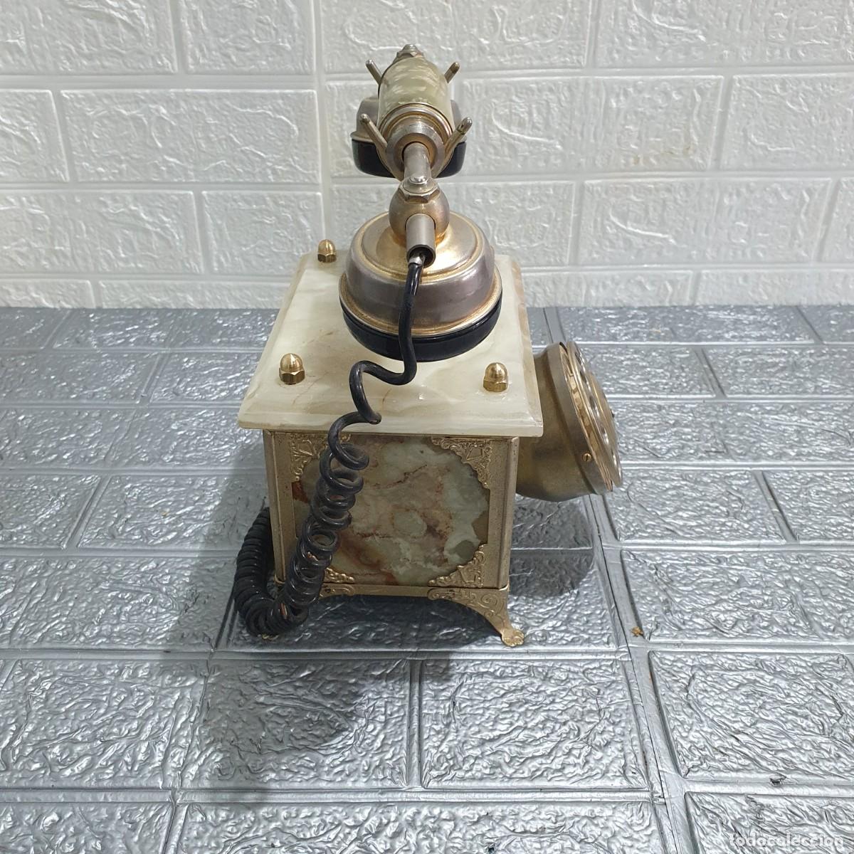 Tel&eacute;fonos: Antiguo tel&eacute;fono de candelabro m&aacute;rmol de onix - Foto 3