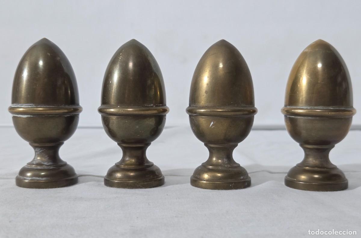 Antig&uuml;edades: 4 Remates de bronce pomos en forma de pi&ntilde;a - Foto 2