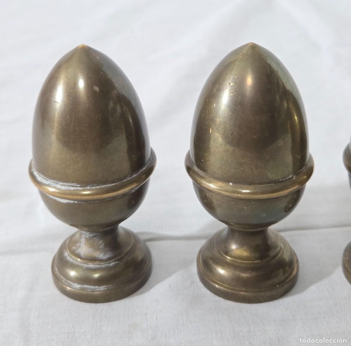 Antig&uuml;edades: 4 Remates de bronce pomos en forma de pi&ntilde;a - Foto 3
