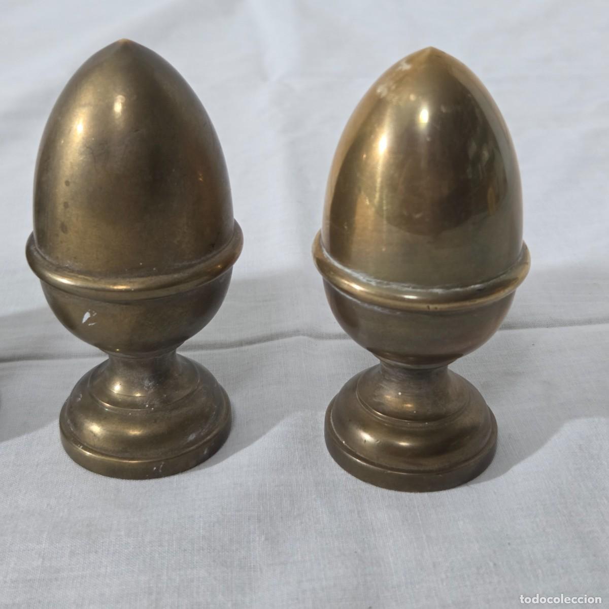 Antig&uuml;edades: 4 Remates de bronce pomos en forma de pi&ntilde;a - Foto 4