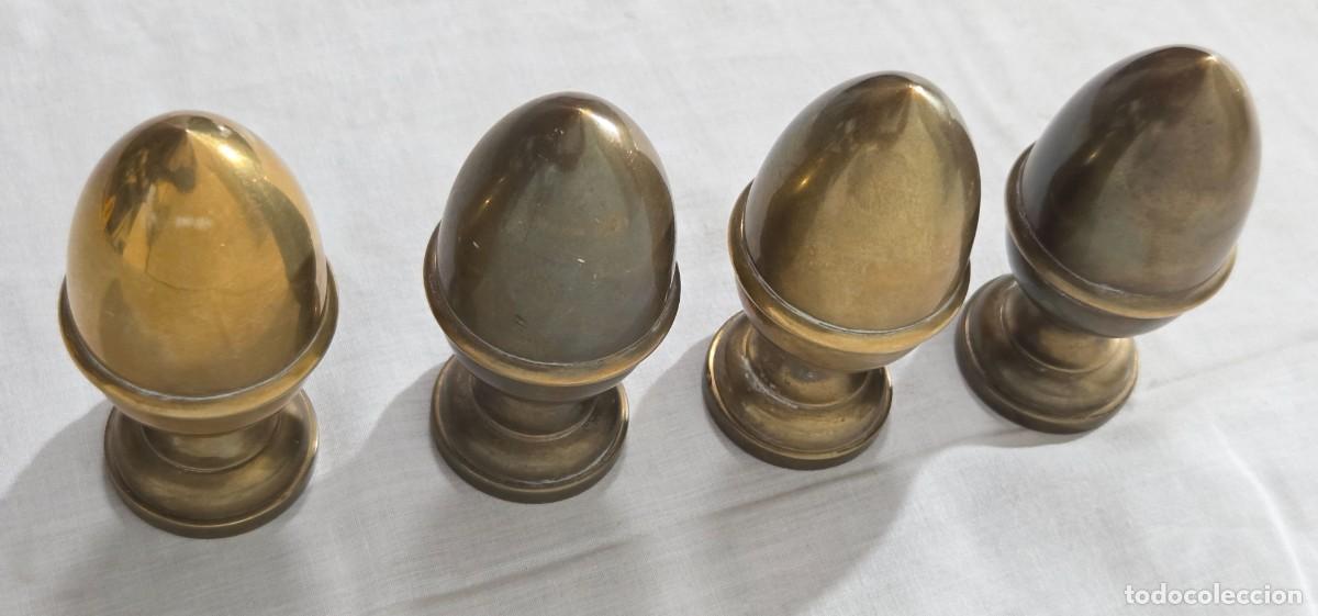 Antig&uuml;edades: 4 Remates de bronce pomos en forma de pi&ntilde;a - Foto 5