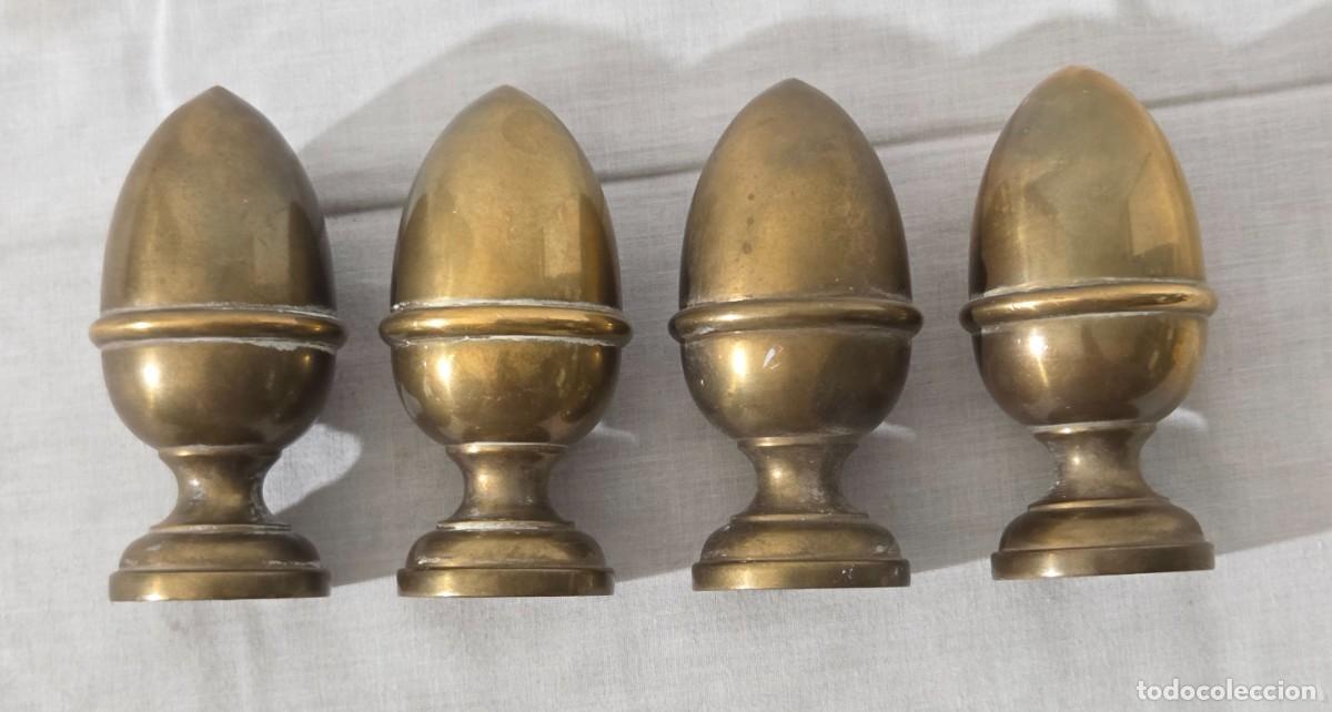 Antig&uuml;edades: 4 Remates de bronce pomos en forma de pi&ntilde;a - Foto 6