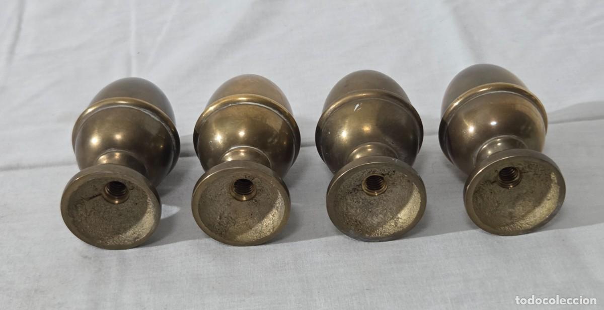 Antig&uuml;edades: 4 Remates de bronce pomos en forma de pi&ntilde;a - Foto 7