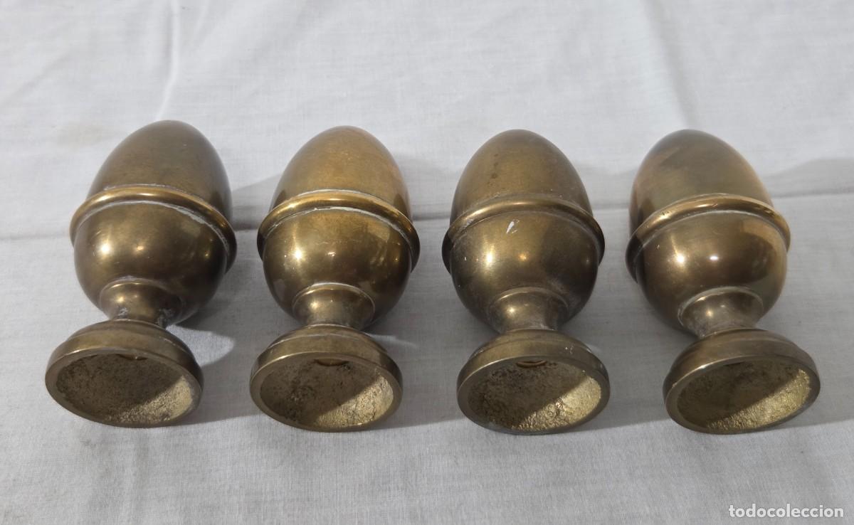 Antig&uuml;edades: 4 Remates de bronce pomos en forma de pi&ntilde;a - Foto 8