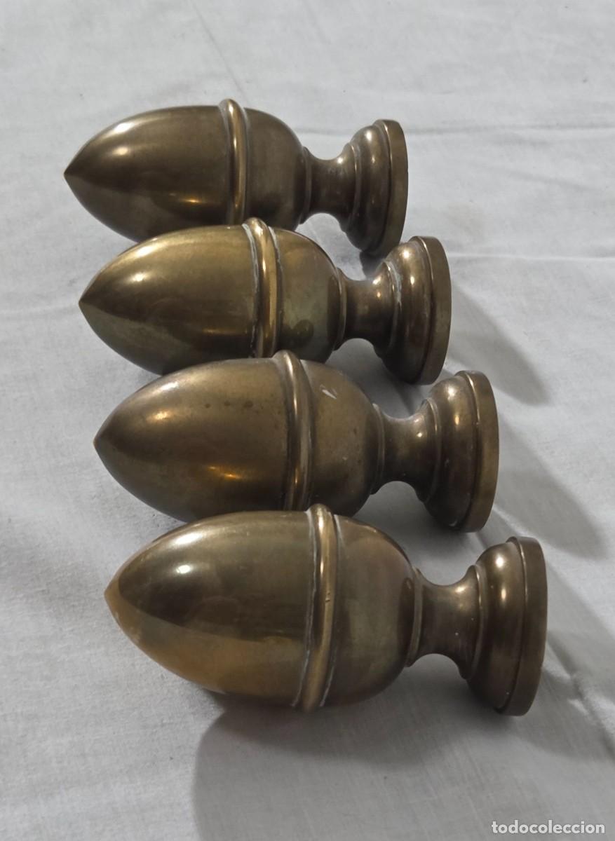 Antig&uuml;edades: 4 Remates de bronce pomos en forma de pi&ntilde;a - Foto 10