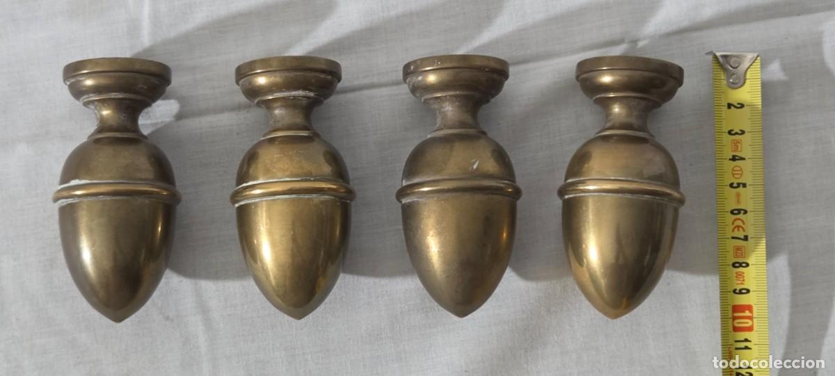 Antig&uuml;edades: 4 Remates de bronce pomos en forma de pi&ntilde;a - Foto 11