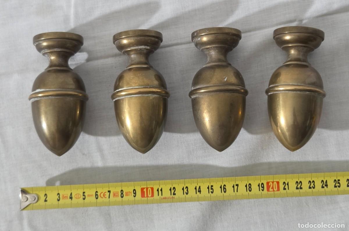 Antig&uuml;edades: 4 Remates de bronce pomos en forma de pi&ntilde;a - Foto 12