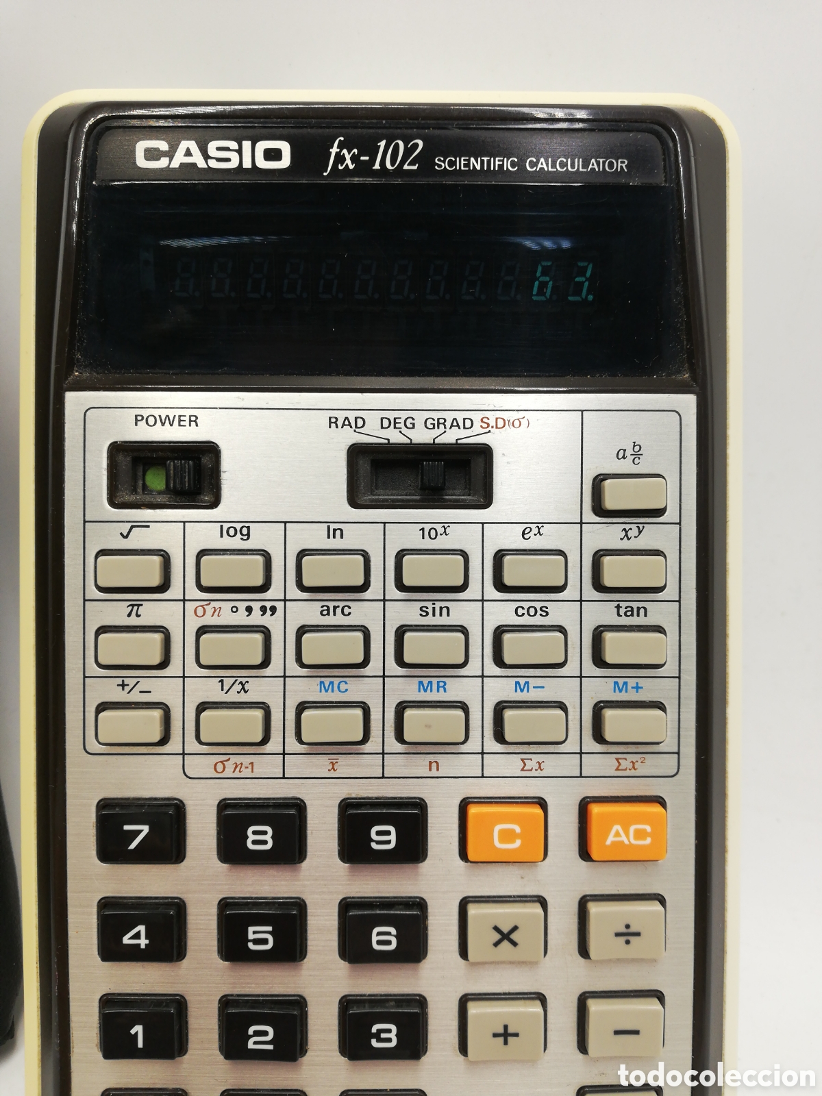 Antig&uuml;edades: Calculadora CASIO cient&iacute;fica. fx - 102 con funda. - Foto 3