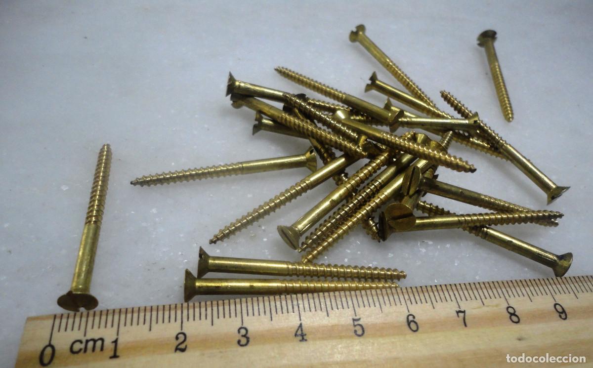 Antig&uuml;edades: LOTE 25 TORNILLOS DE BRONCE NAVAL - Foto 2