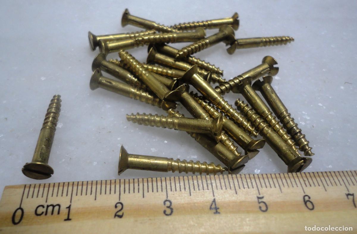 Antig&uuml;edades: LOTE 25 TORNILLOS DE BRONCE NAVAL - Foto 2