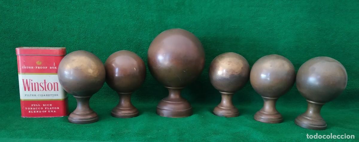 Antig&uuml;edades: SEIS POMOS ANTIGUOS BRONCE LATON. - Foto 2