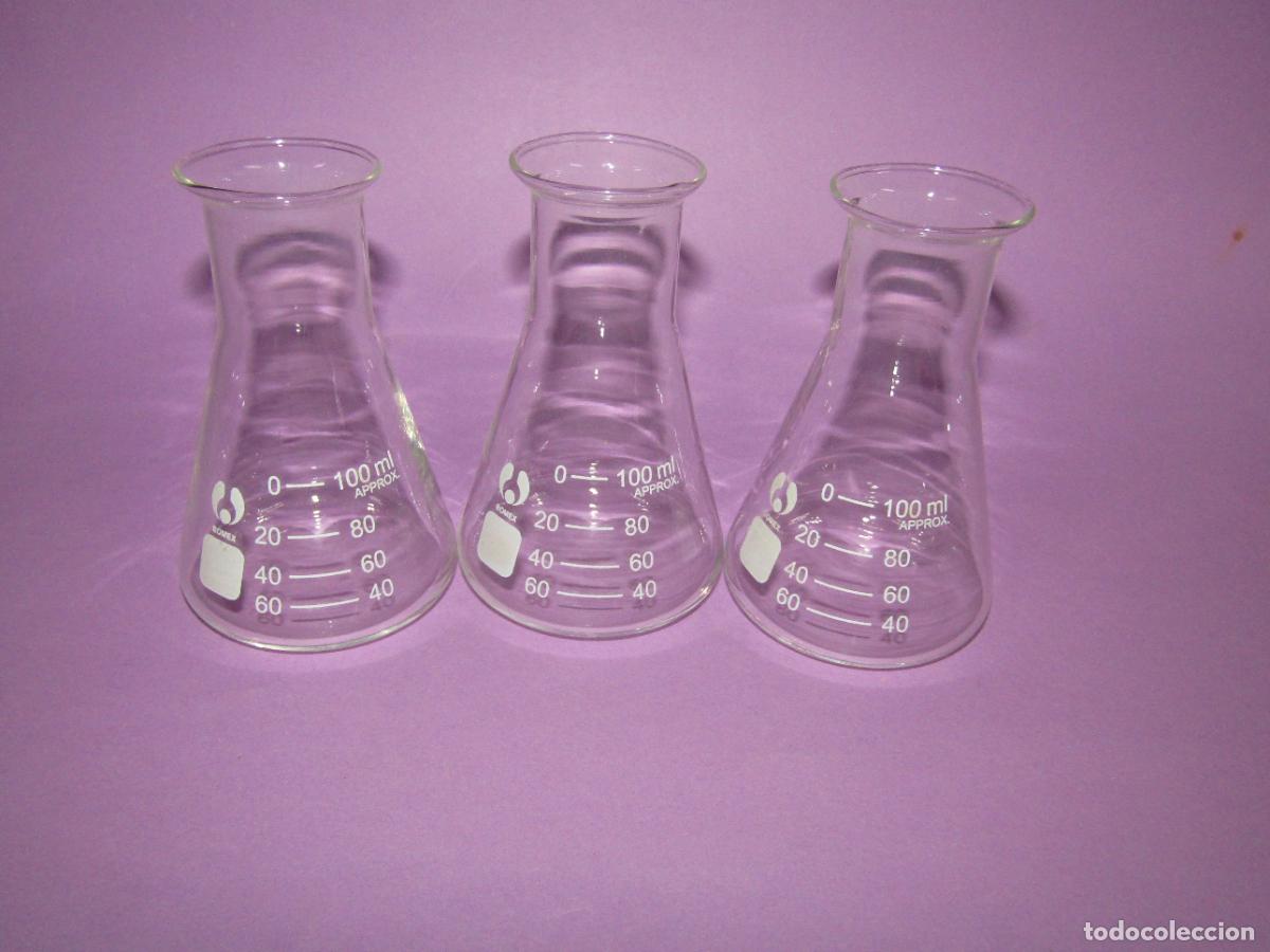 Antig&uuml;edades: Lote conjunto de 3 Matraces de BOMEX 100 ml. - Foto 2