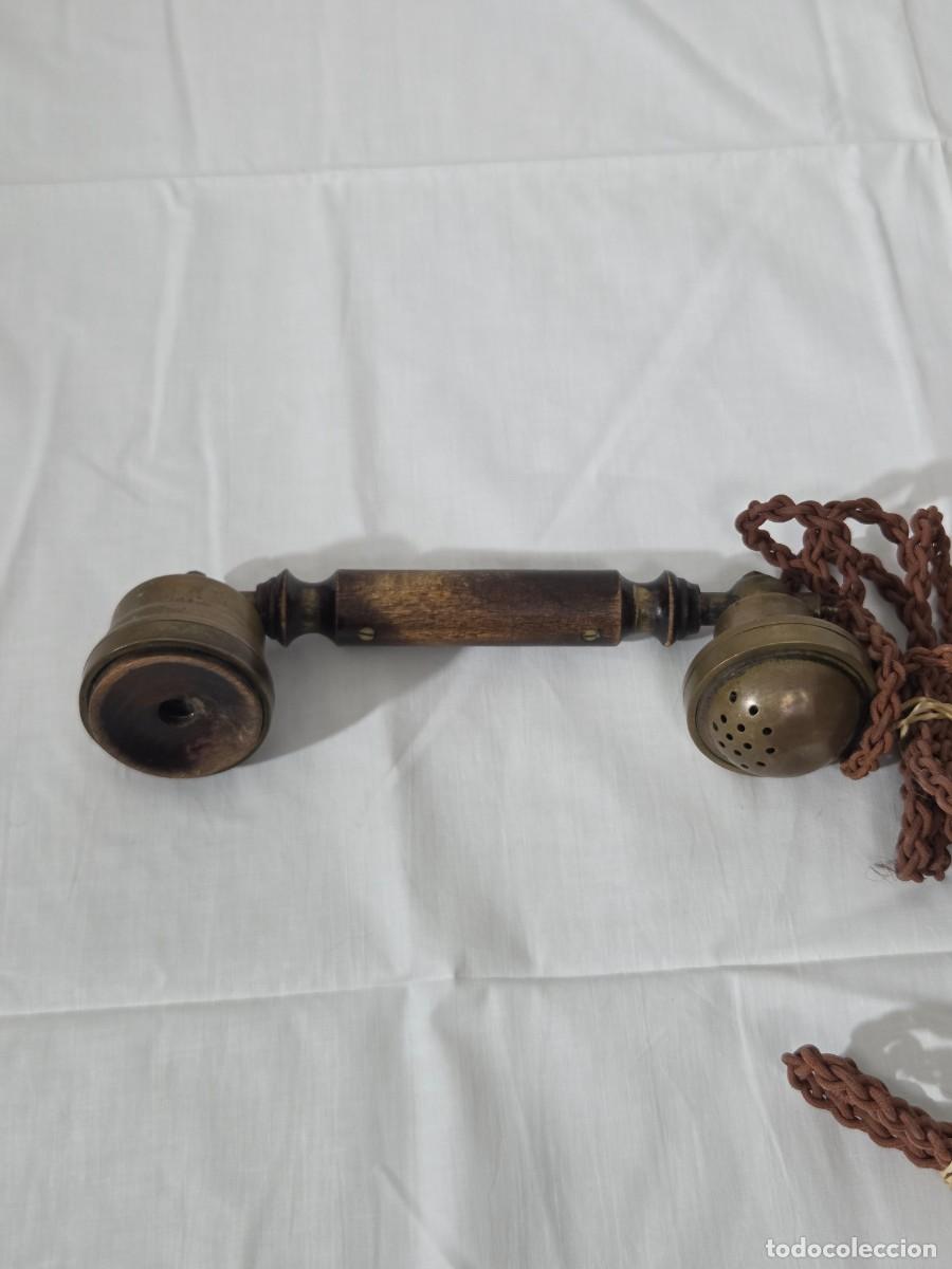 Tel&eacute;fonos: Tel&eacute;fono Telcer de madera, incrustaciones de bronce - Foto 11