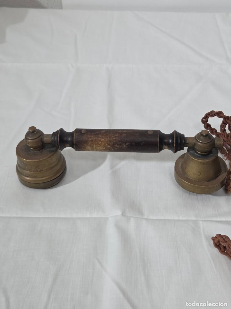 Tel&eacute;fonos: Tel&eacute;fono Telcer de madera, incrustaciones de bronce - Foto 12