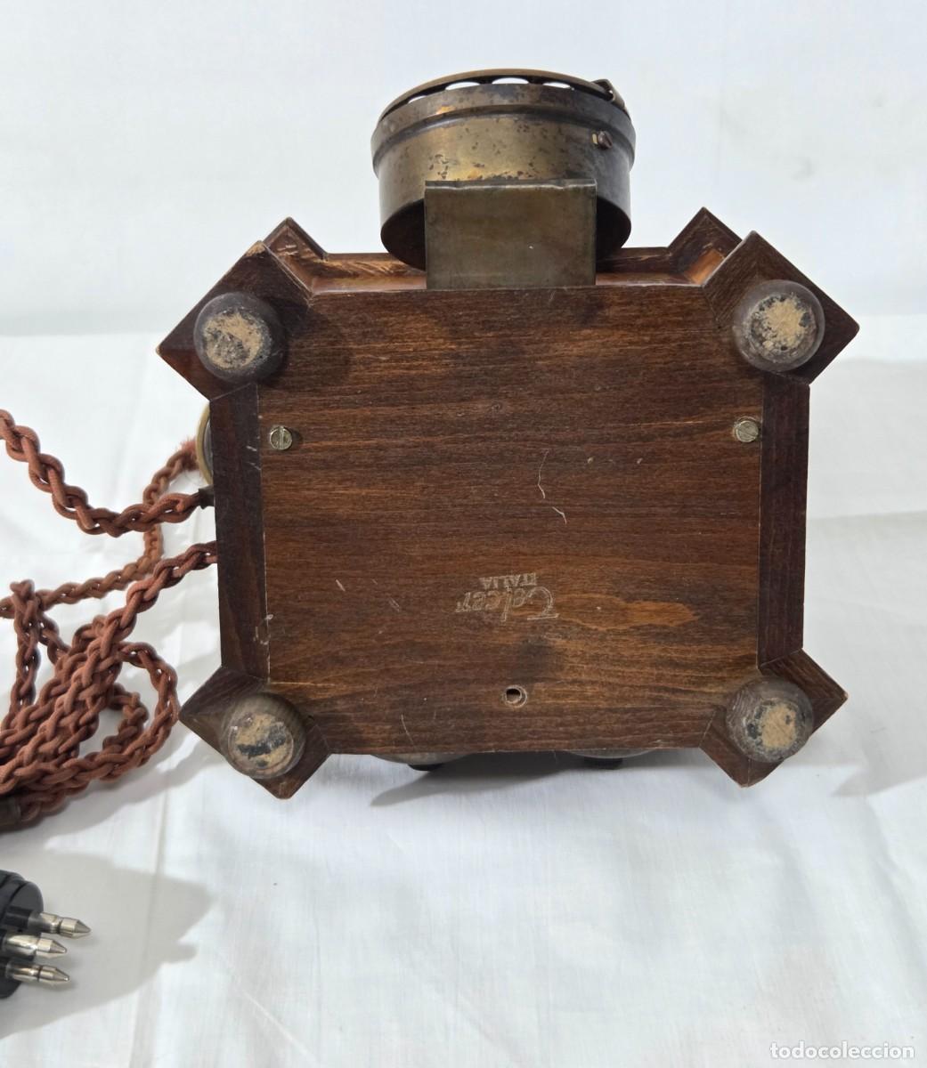 Tel&eacute;fonos: Tel&eacute;fono Telcer de madera, incrustaciones de bronce - Foto 13
