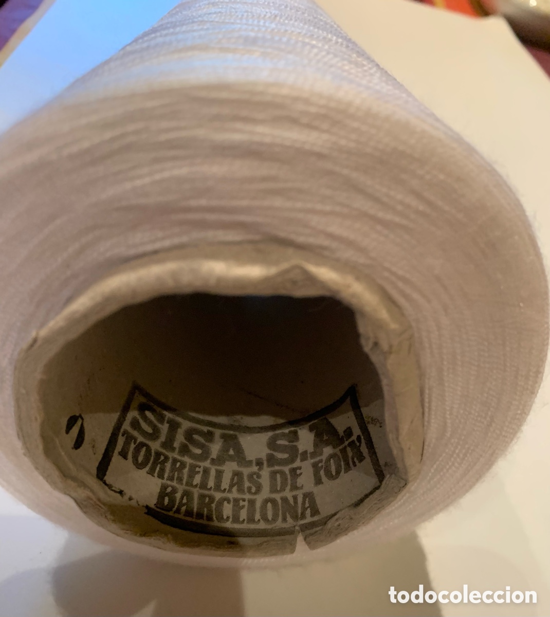 Antig&uuml;edades: BOBINA DE HILO EN CONO BLANCO - Foto 2