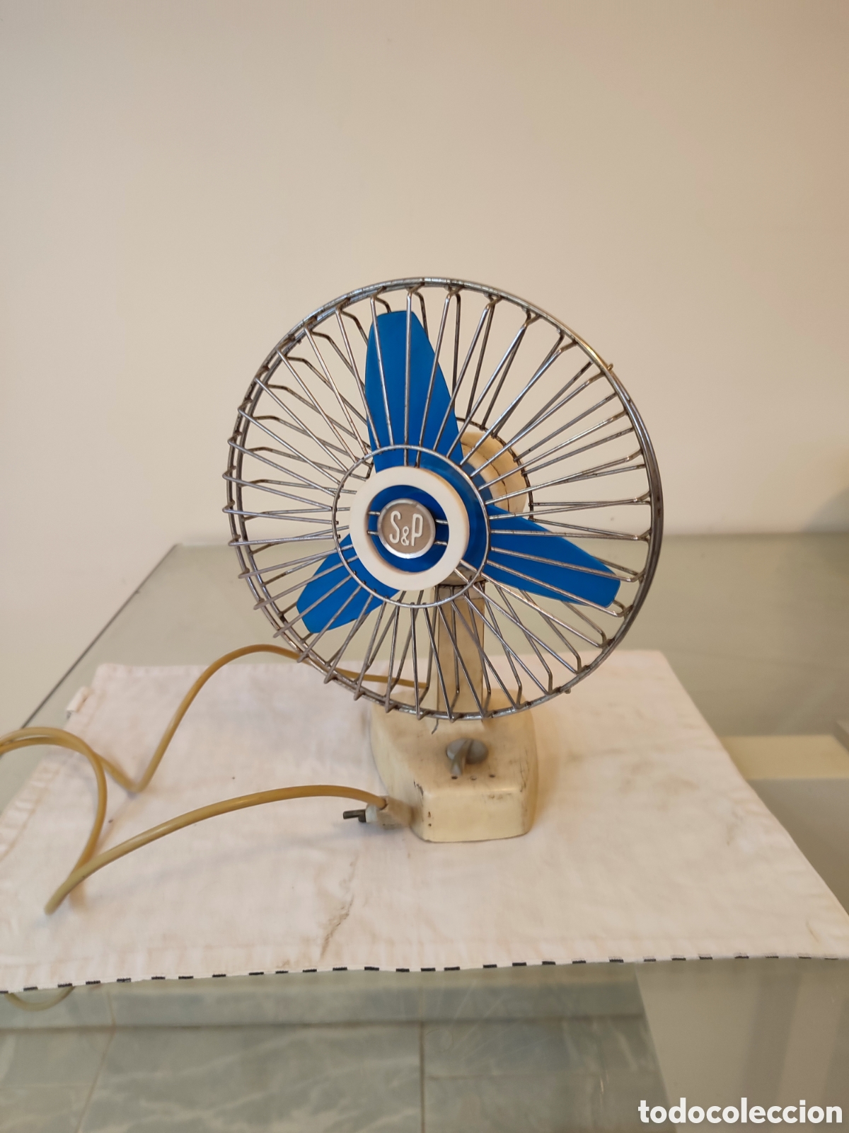 Antig&uuml;edades: Ventilador S&P vintage azul - Foto 1