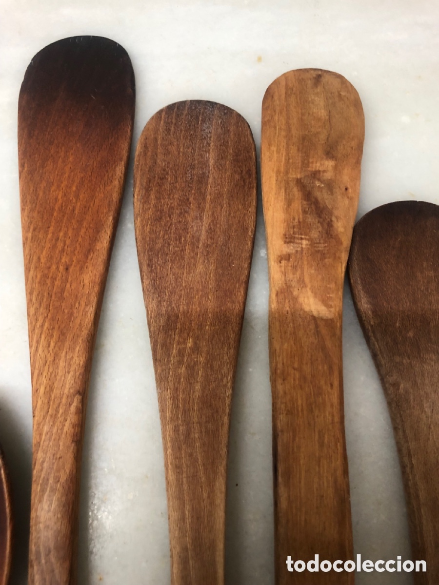 Antig&uuml;edades: Lote antiguas cucharas y esp&aacute;tulas de madera - Foto 5