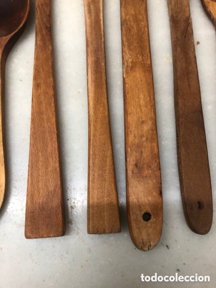 Antig&uuml;edades: Lote antiguas cucharas y esp&aacute;tulas de madera - Foto 6