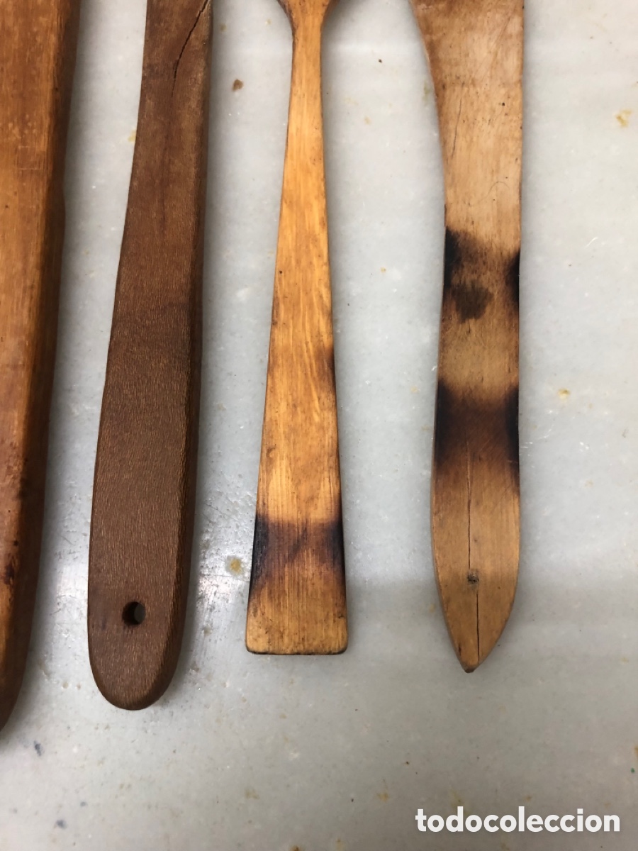 Antig&uuml;edades: Lote antiguas cucharas y esp&aacute;tulas de madera - Foto 8