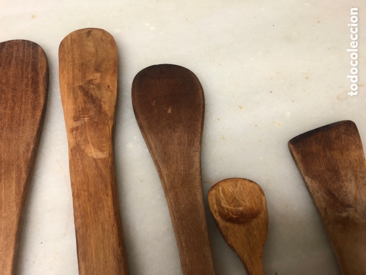 Antig&uuml;edades: Lote antiguas cucharas y esp&aacute;tulas de madera - Foto 10