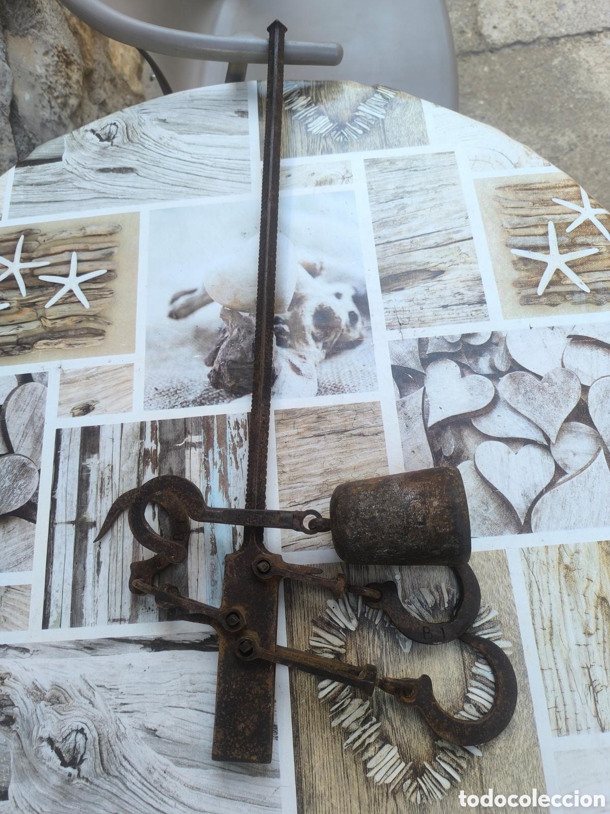 Antig&uuml;edades: Balanza romana m&aacute;ximo 80kg - Foto 1