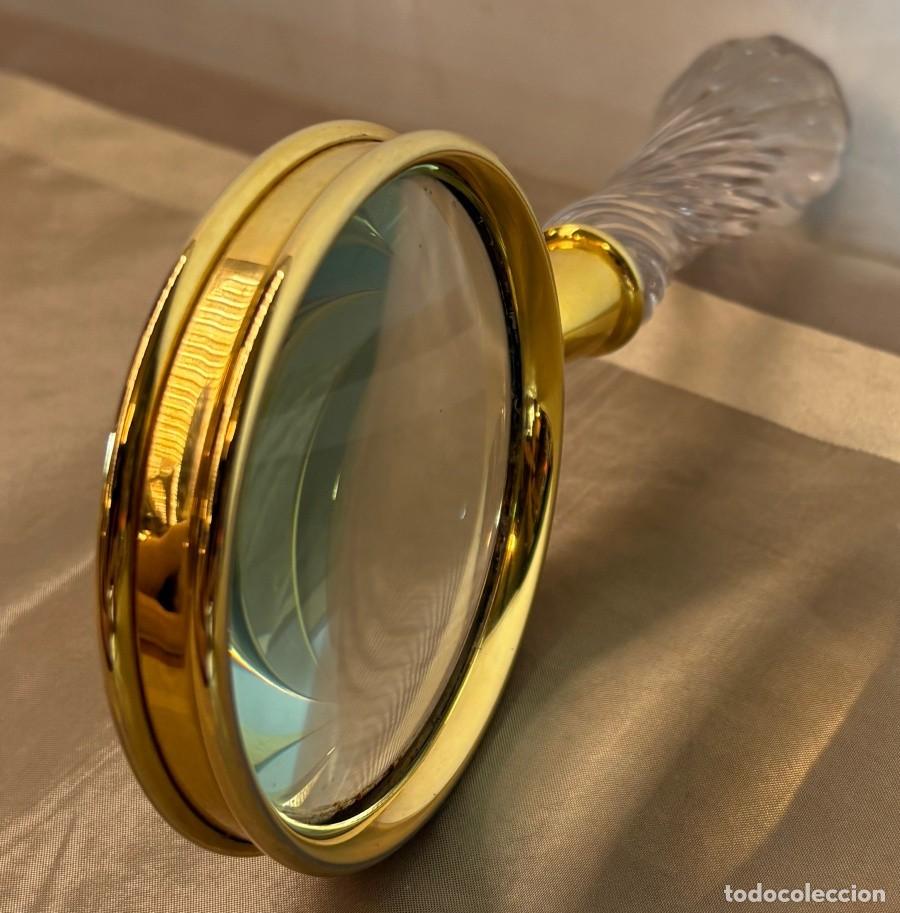 Antig&uuml;edades: Lupa de mesa en metal dorado - Foto 6