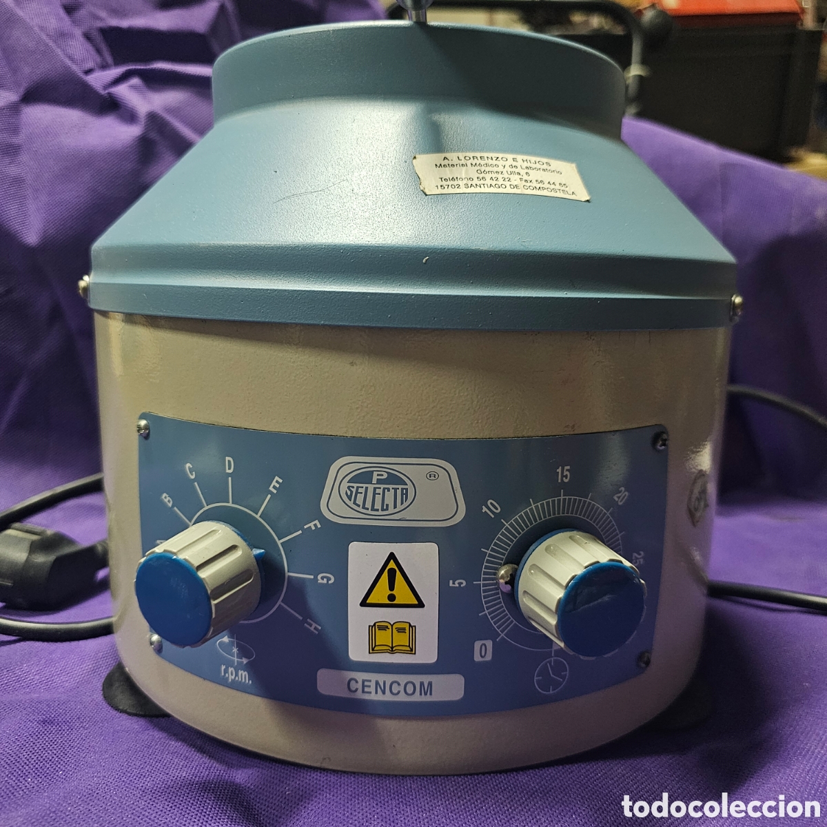 Antig&uuml;edades: CENTRIFUGADORA DE LABORATORIO SELECTA CENCOM FUNCIONANDO - Foto 1