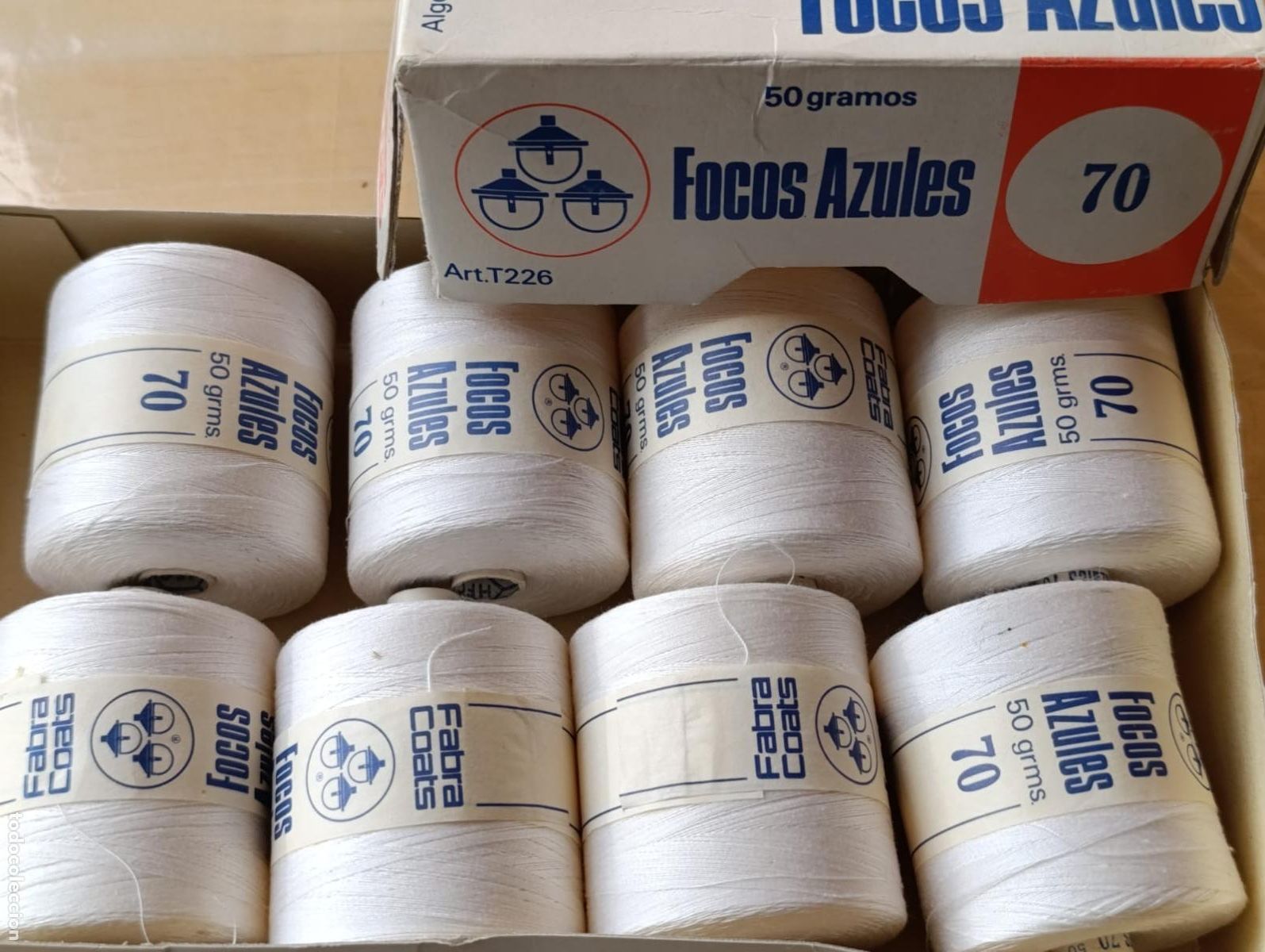 Antig&uuml;edades: LOTE HILO ALGODONFOCOS AZULES,CALIDAD. - Foto 2