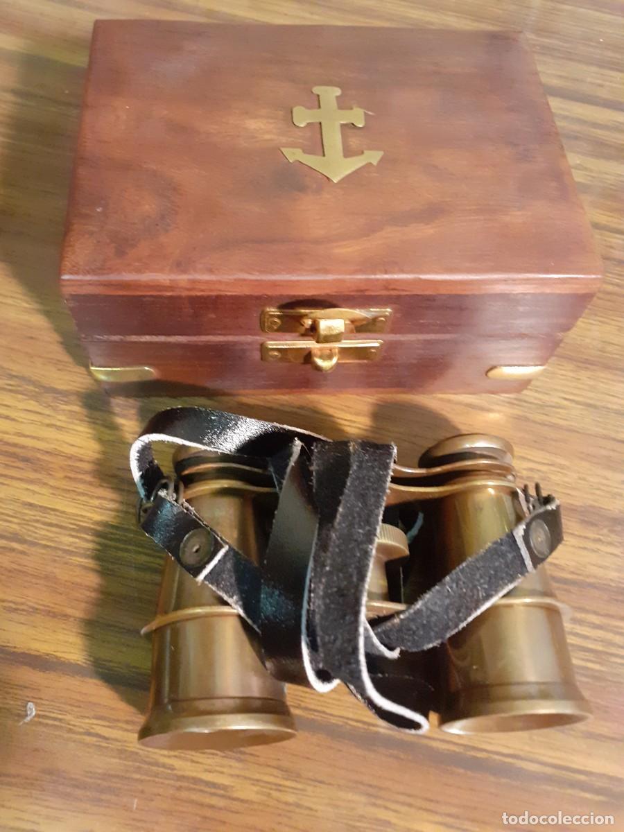 Antig&uuml;edades: Prismaticos lat&oacute;n con estuche - Foto 2