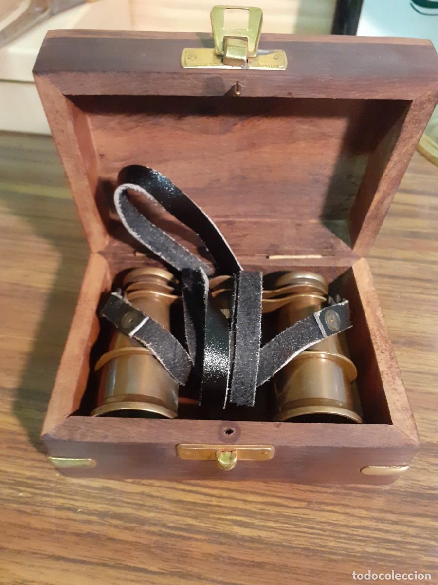 Antig&uuml;edades: Prismaticos lat&oacute;n con estuche - Foto 7